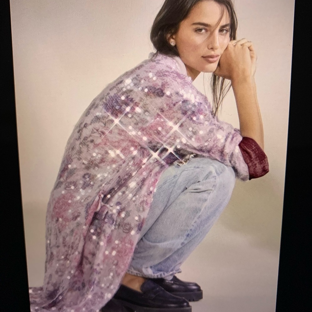 Free People Kealey Sequin Velvet Shimmer Duster Kimono Retail $298 US NWOT